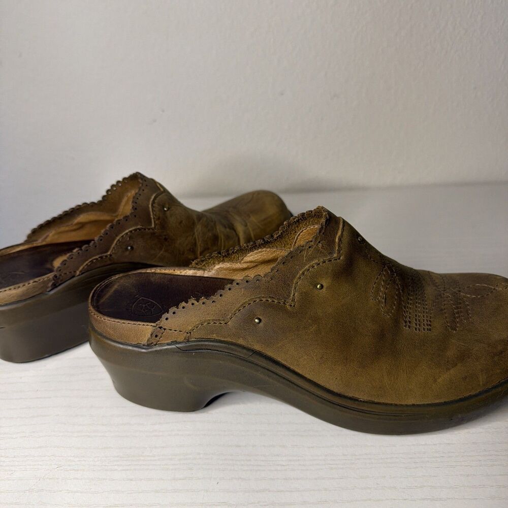 Ariat Women’s Leather Slip On Clogs Brown Nubuck Comfort Mule 8 B Western